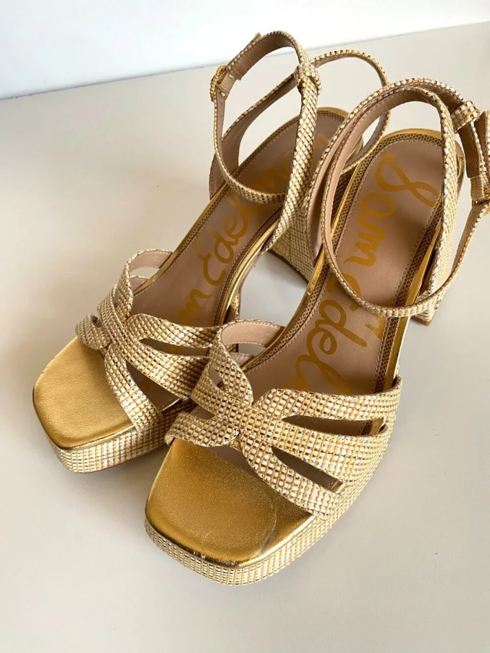 Sam Edelman Women's Reese Platform Heel Sandal Sand Dune Multi 9.5